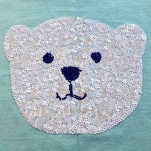 Wintermint Sweater with Cute Sequin Polar Bear Face girls sz 14 / adult sz Small